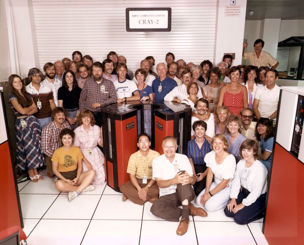 NERSC 25th Anniversary: NMFE Computer Center CRAY-2 at LLNL, NERSC Staff 1985