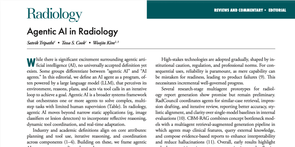 영상의학 분야에서의 에이전틱 AI - 최윤섭의 디지털 헬스케어